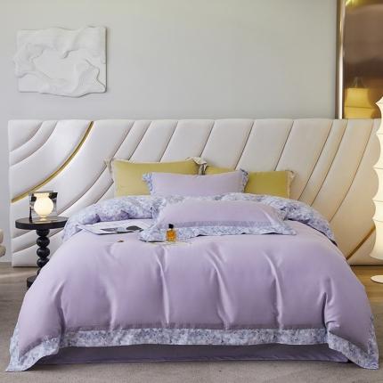 91家纺网 家纺一手货源 找家纺 淼铭 2025新款数码印花瑞孚绒四件套-玫瑰系列 玫瑰-紫