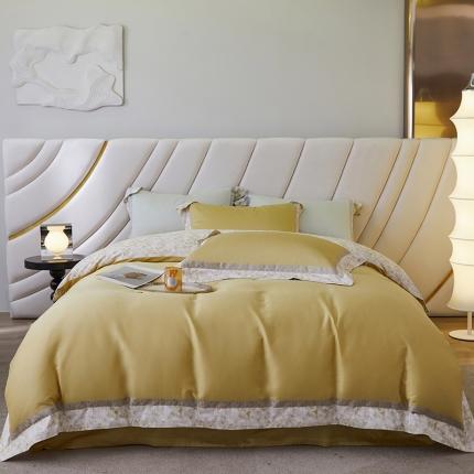 淼铭 2025新款数码印花瑞孚绒四件套-玫瑰系列 玫瑰-黄