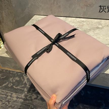 三味舒屋50s美拉德长绒棉磨毛嵌绳撞色四件套叠拍实拍图 灰紫