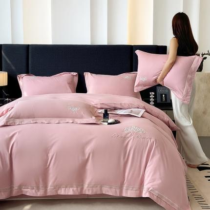 家居1号 2024新款全棉纯棉加厚磨毛刺绣四件套安妮 安妮-豆沙粉