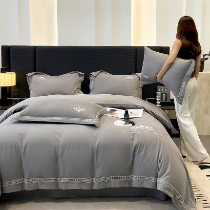 家居1号 2024新款全棉纯棉加厚磨毛刺绣四件套安妮 安妮-高级灰