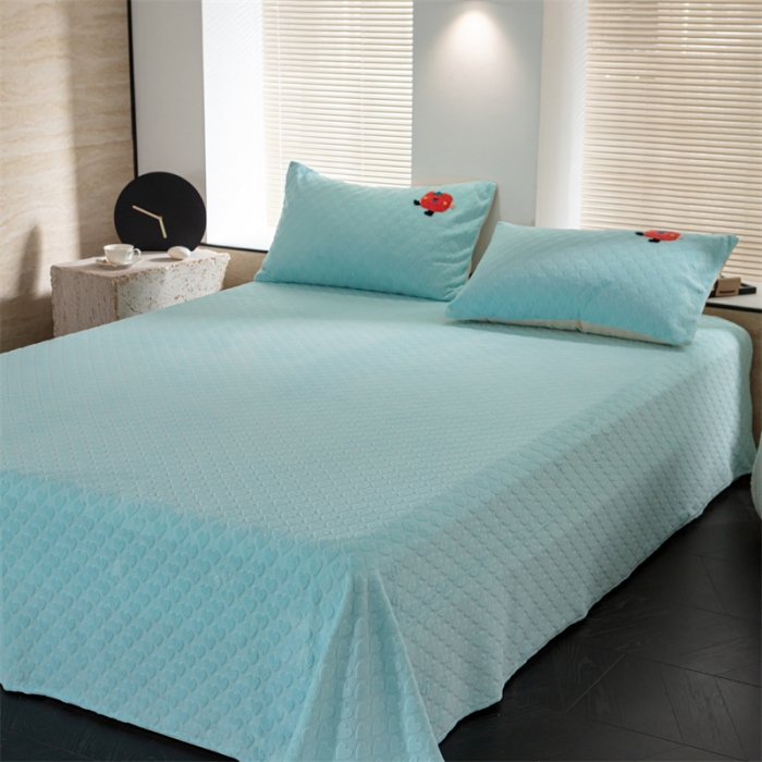 91家纺网 家纺一手货源 找家纺 洋铭区（原狠狠爱） 2023新款华夫格单品绒床单甜心蓝