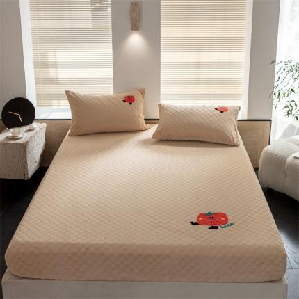 洋铭区（原狠狠爱）2023新款华夫格单品绒床笠甜心卡其