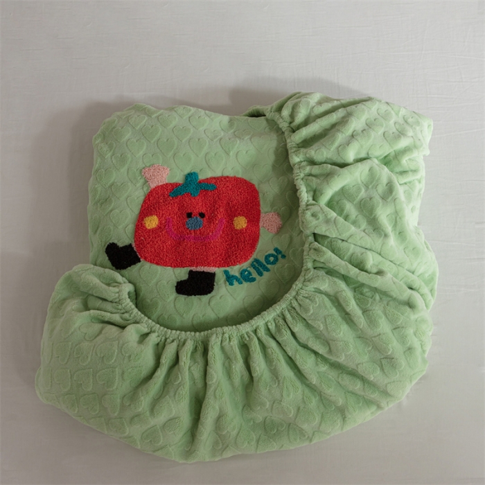 91家纺网 家纺一手货源 找家纺 洋铭区（原狠狠爱）2023新款华夫格单品绒床笠甜心绿