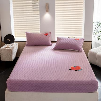 洋铭区（原狠狠爱）2023新款华夫格单品绒床笠甜心紫