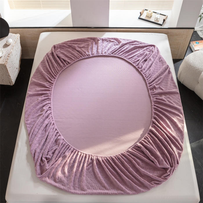 91家纺网 家纺一手货源 找家纺 洋铭区（原狠狠爱）2023新款华夫格单品绒床笠甜心紫