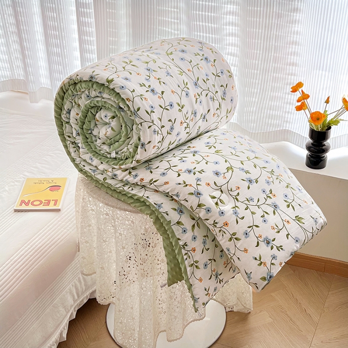 91家纺网 家纺一手货源 找家纺 （总）U被 2025新款水洗棉麻双层纱豆豆冬被