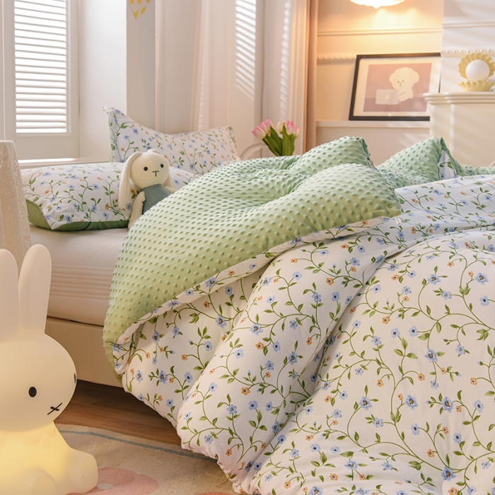 91家纺网 家纺一手货源 找家纺 （总）U被 2025新款水洗棉麻双层纱豆豆冬被