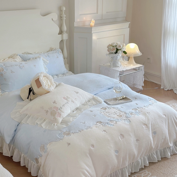 91家纺网 家纺一手货源 找家纺 总MIU缪家居 2023新款亲肤舒适高克重加厚牛奶绒四件套-浪漫主义