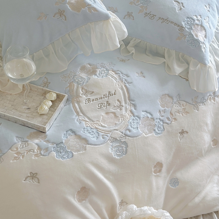 91家纺网 家纺一手货源 找家纺 总MIU缪家居 2023新款亲肤舒适高克重加厚牛奶绒四件套-浪漫主义