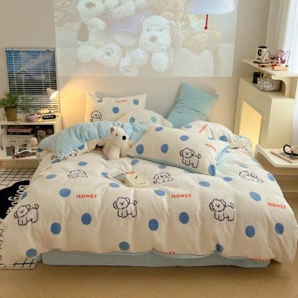 91家纺网 家纺一手货源 找家纺 （总）桃喜 2024新款230g高克重牛奶绒卡通四件套