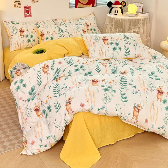 91家纺网 家纺一手货源 找家纺 卡斯诺 2023新款迪士尼水洗棉四件套 欢乐维尼