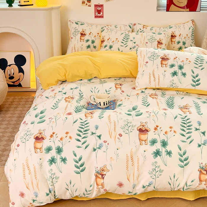 91家纺网 家纺一手货源 找家纺 卡斯诺 2023新款迪士尼水洗棉四件套 欢乐维尼