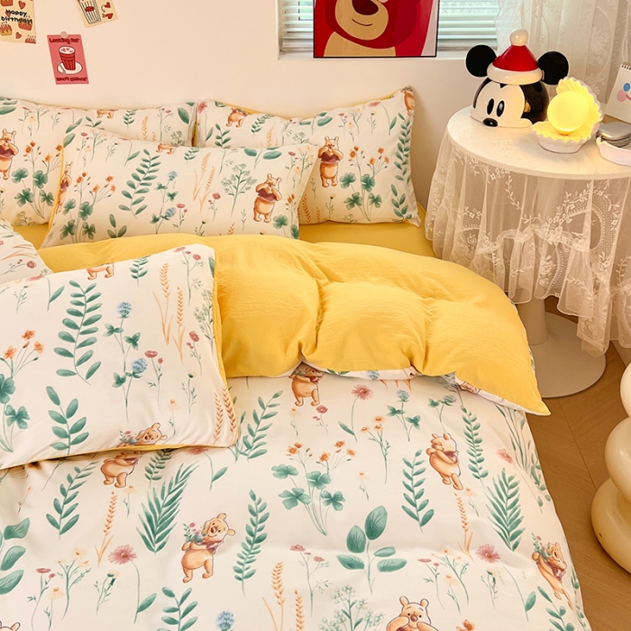 91家纺网 家纺一手货源 找家纺 卡斯诺 2023新款迪士尼水洗棉四件套 欢乐维尼