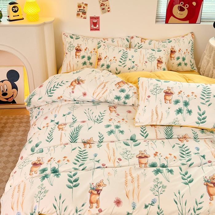 91家纺网 家纺一手货源 找家纺 卡斯诺 2023新款迪士尼水洗棉四件套 欢乐维尼