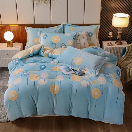 91家纺网 家纺一手货源 找家纺 （总）畅畅 2023新款加厚260克全消光牛奶棉印花臻棉绒四件套