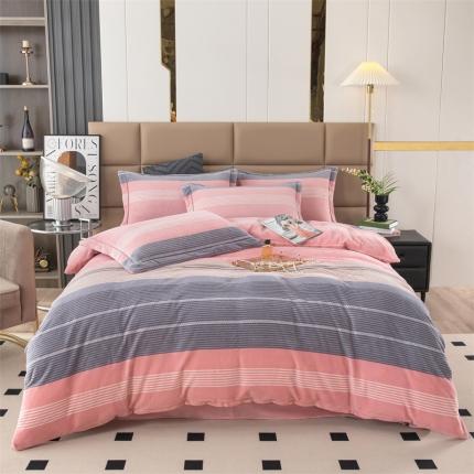 91家纺网 家纺一手货源 找家纺 （总）畅畅 2023新款加厚260克全消光牛奶棉印花臻棉绒四件套