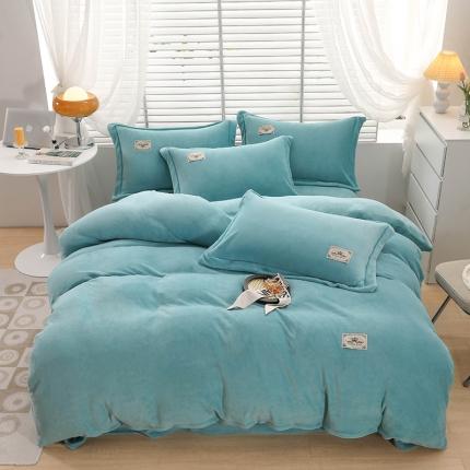 畅畅 2023新款加厚260克全消光牛奶棉印花臻棉绒四件套 湖水蓝