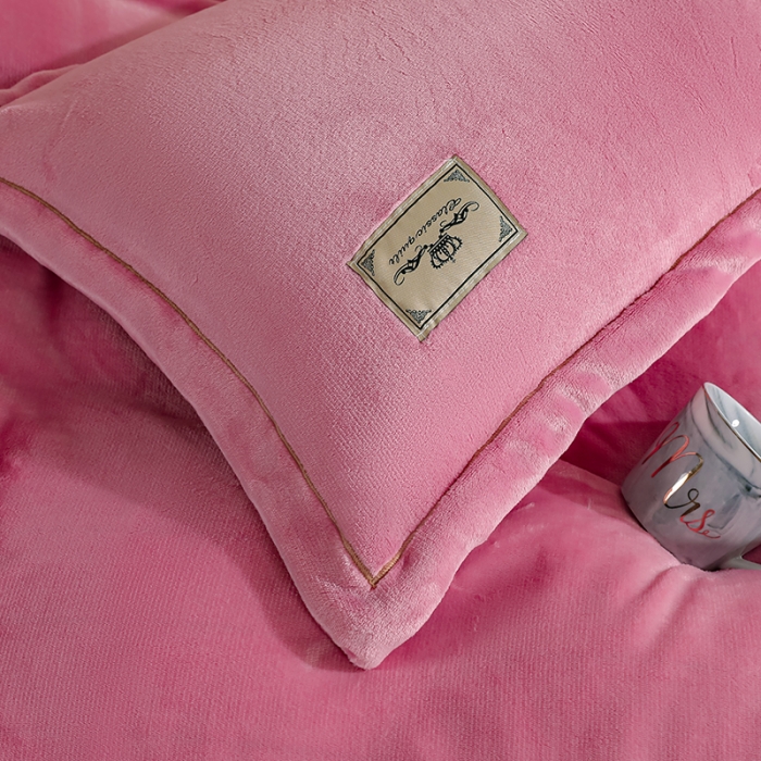 91家纺网 家纺一手货源 找家纺 畅畅 2023新款加厚260克全消光牛奶棉印花臻棉绒四件套 少女粉