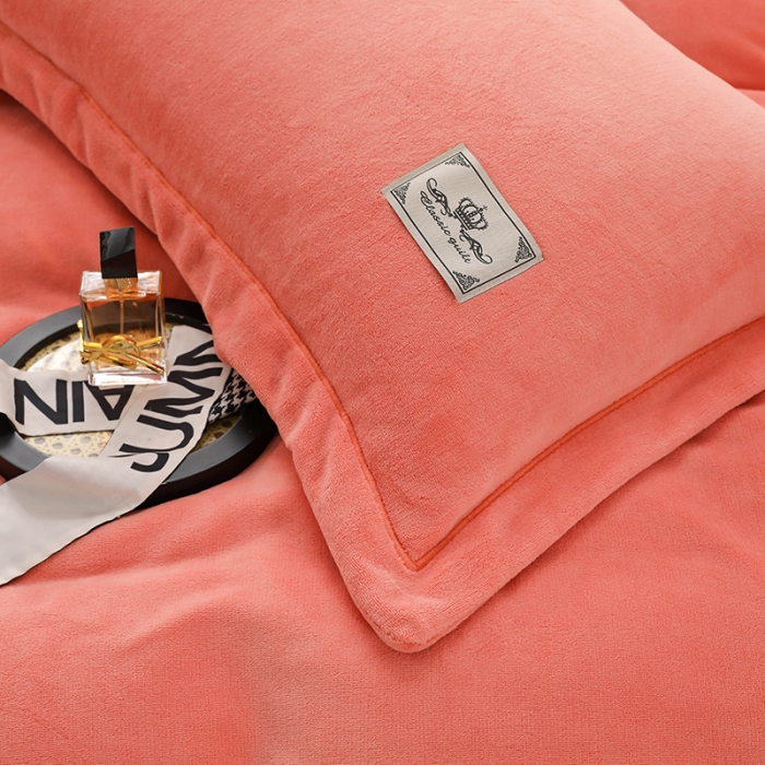 91家纺网 家纺一手货源 找家纺 畅畅 2023新款加厚260克全消光牛奶棉印花臻棉绒四件套 香妃桔