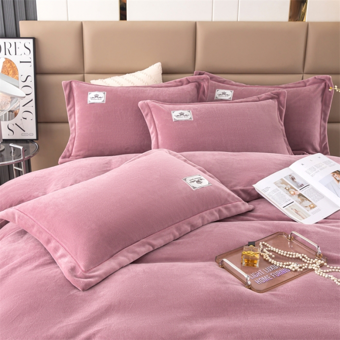 91家纺网 家纺一手货源 找家纺 畅畅 2023新款加厚260克全消光牛奶棉印花臻棉绒四件套 香芋紫