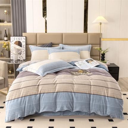 畅畅 2023新款加厚260克全消光牛奶棉印花臻棉绒四件套 伊洛克灰