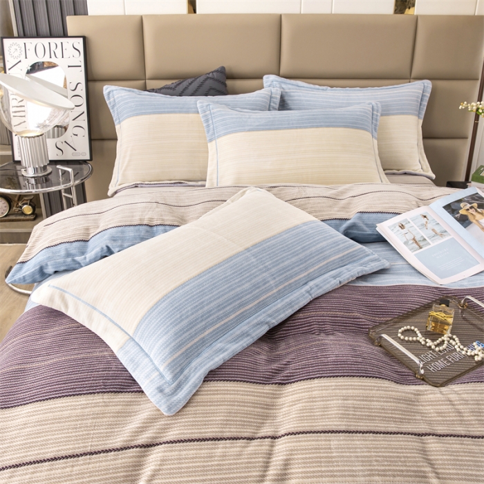 91家纺网 家纺一手货源 找家纺 畅畅 2023新款加厚260克全消光牛奶棉印花臻棉绒四件套 伊洛克灰