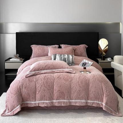 91家纺网 家纺一手货源 找家纺 （总）优悦 2025新款高克重雕花牛奶绒四件套-西西里