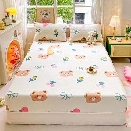 91家纺网 家纺一手货源 找家纺 总 安哆啦家纺 2024新款高克重牛奶绒印花单床笠