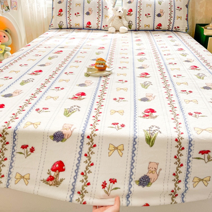 91家纺网 家纺一手货源 找家纺 总 安哆啦家纺 2024新款高克重牛奶绒印花单床笠