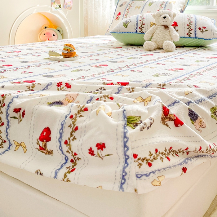 91家纺网 家纺一手货源 找家纺 总 安哆啦家纺 2024新款高克重牛奶绒印花单床笠