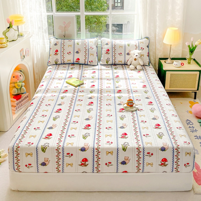 91家纺网 家纺一手货源 找家纺 安哆啦家纺 2024新款高克重牛奶绒印花单床笠 爱丽丝梦游仙境