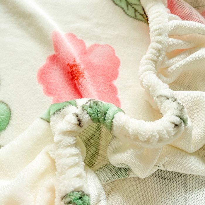 91家纺网 家纺一手货源 找家纺 安哆啦家纺 2024新款高克重牛奶绒印花单床笠 花丛间