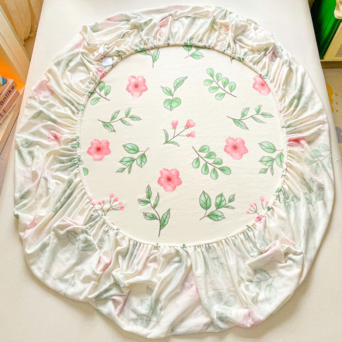 91家纺网 家纺一手货源 找家纺 安哆啦家纺 2024新款高克重牛奶绒印花单床笠 花丛间