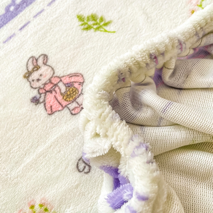 91家纺网 家纺一手货源 找家纺 安哆啦家纺 2024新款高克重牛奶绒印花单床笠 蕾丝兔