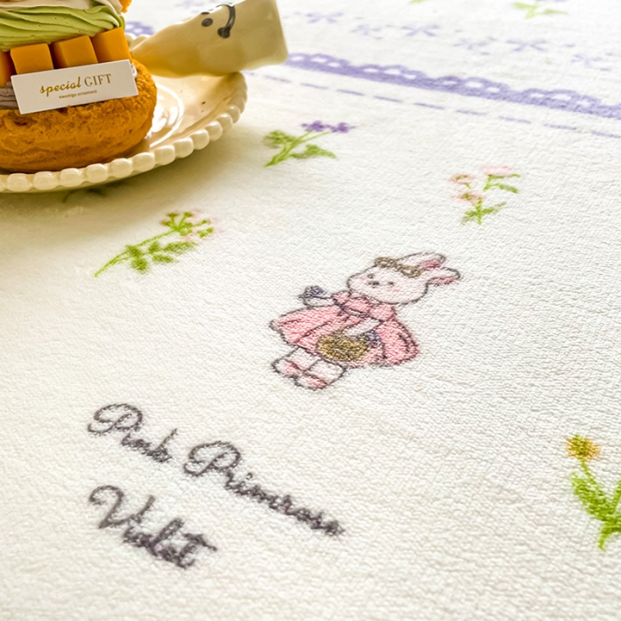 91家纺网 家纺一手货源 找家纺 安哆啦家纺 2024新款高克重牛奶绒印花单床笠 蕾丝兔