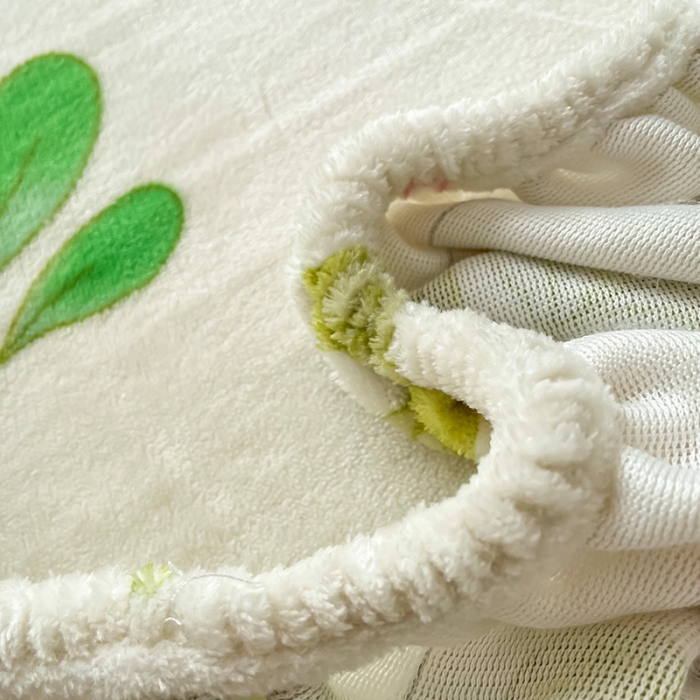 91家纺网 家纺一手货源 找家纺 安哆啦家纺 2024新款高克重牛奶绒印花单床笠 绿叶兔兔