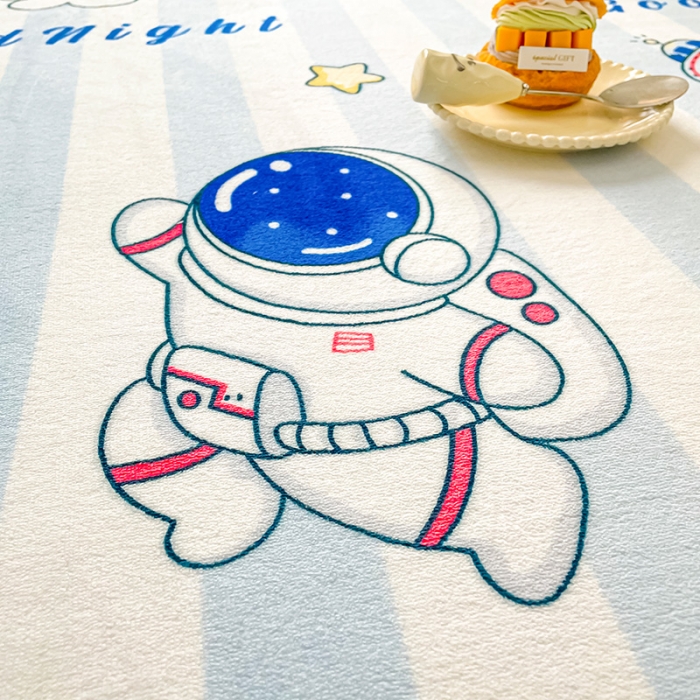 91家纺网 家纺一手货源 找家纺 安哆啦家纺 2024新款高克重牛奶绒印花单床笠 太空人