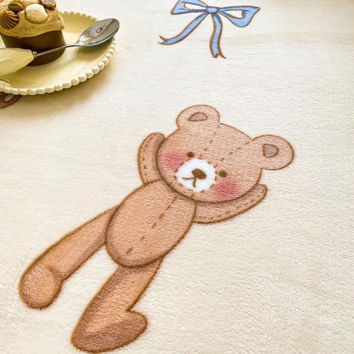 91家纺网 家纺一手货源 找家纺 安哆啦家纺 2024新款高克重牛奶绒印花单床笠 玩具熊