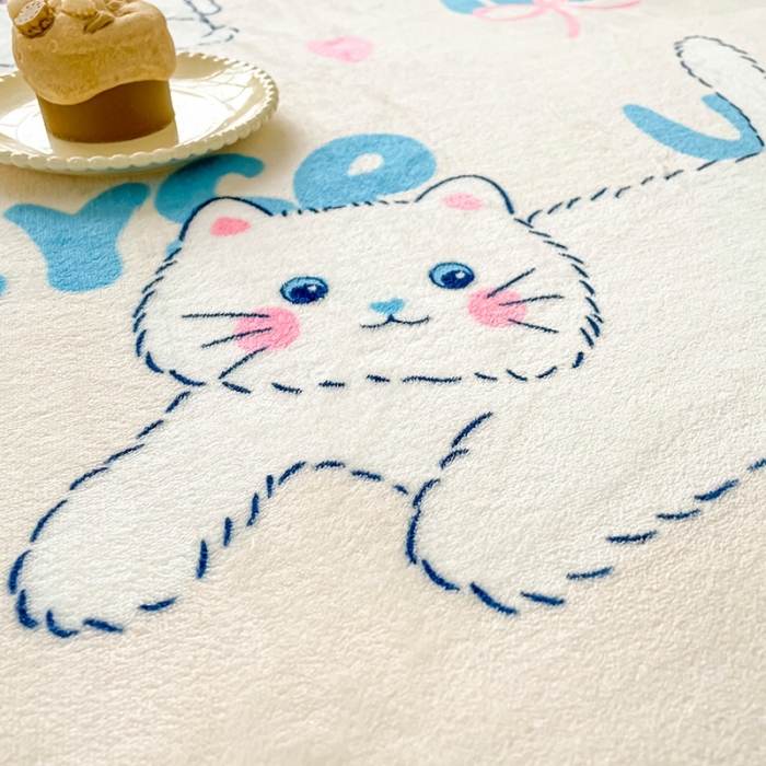 91家纺网 家纺一手货源 找家纺 安哆啦家纺 2024新款高克重牛奶绒印花单床笠 英文猫咪