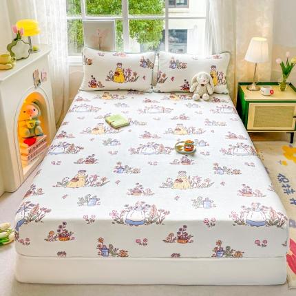 安哆啦家纺 2024新款高克重牛奶绒印花单床笠 狐狸小姐的花园