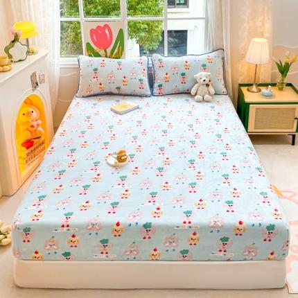 安哆啦家纺 2024新款高克重牛奶绒印花单床笠 奶酪芝士