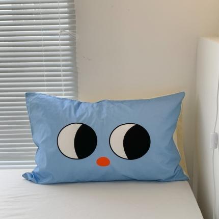 91家纺网 家纺一手货源 找家纺 昔可 2023新款全棉大版数码印花单枕套 蓝眼睛