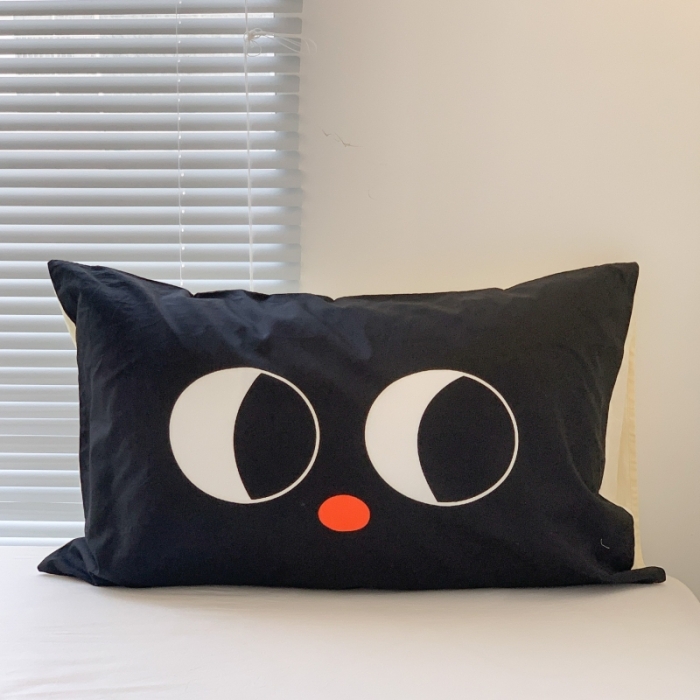 91家纺网 家纺一手货源 找家纺 昔可 2023新款全棉大版数码印花单枕套 黑眼睛