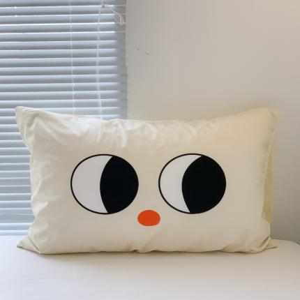 昔可 2023新款全棉大版数码印花单枕套 米白眼睛