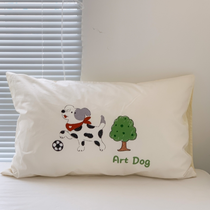 91家纺网 家纺一手货源 找家纺 昔可 2023新款全棉大版数码印花单枕套 小树林与狗