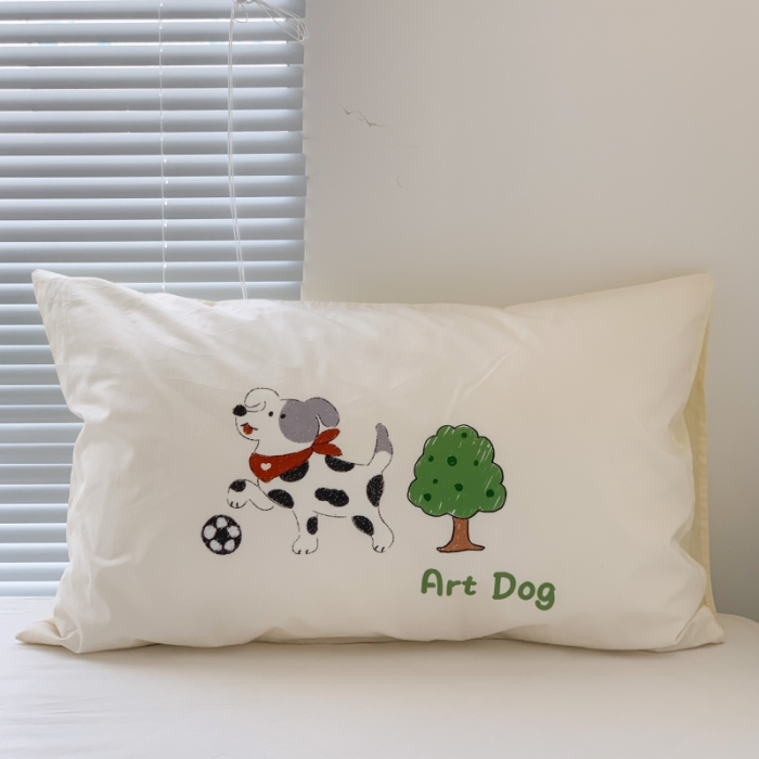 91家纺网 家纺一手货源 找家纺 昔可 2023新款全棉大版数码印花单枕套 小树林与狗