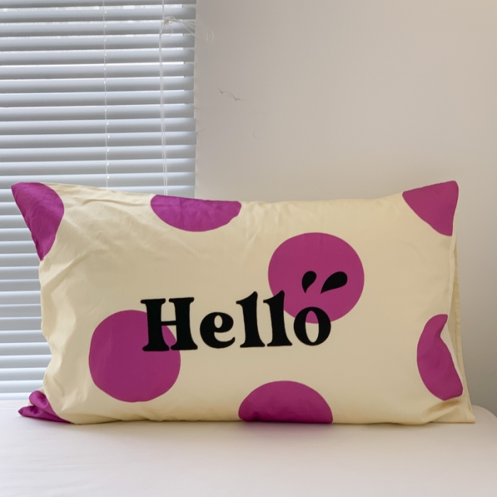 91家纺网 家纺一手货源 找家纺 昔可 2023新款全棉大版数码印花单枕套 紫色波点