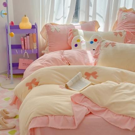 91家纺网 家纺一手货源 找家纺 (总) 曼町 2023新款牛奶绒花边毛巾绣四件套