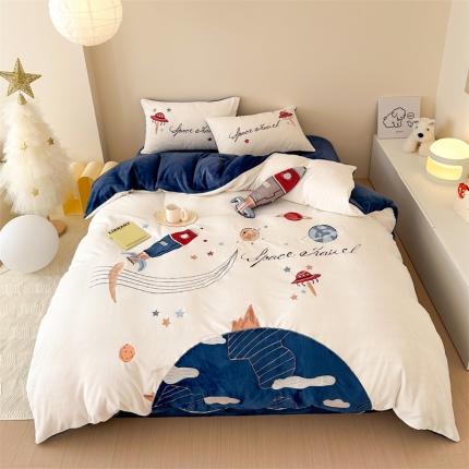 91家纺网 家纺一手货源 找家纺 （总）西西家居 2023新款正宗230g全消光牛奶绒四件套-小火箭